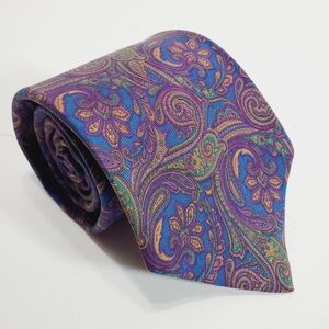 J. S. Blank Blue & Purple Paisley Men's Neck Tie Colswold Collection 54x3.25"